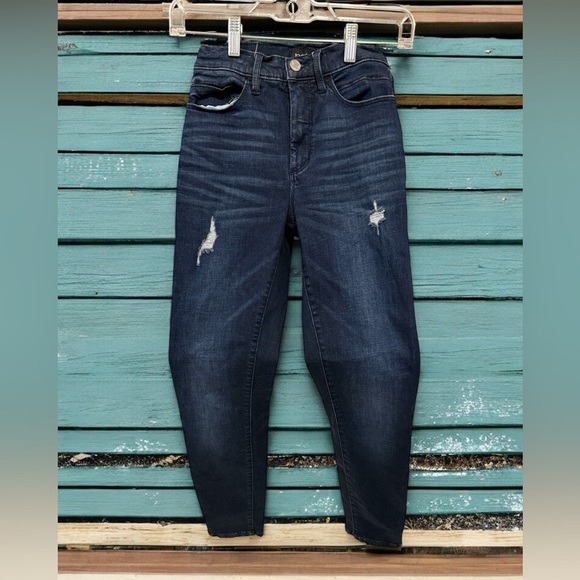 bebe Dark Distressed Ankle Jeans - Picture 1 of 5